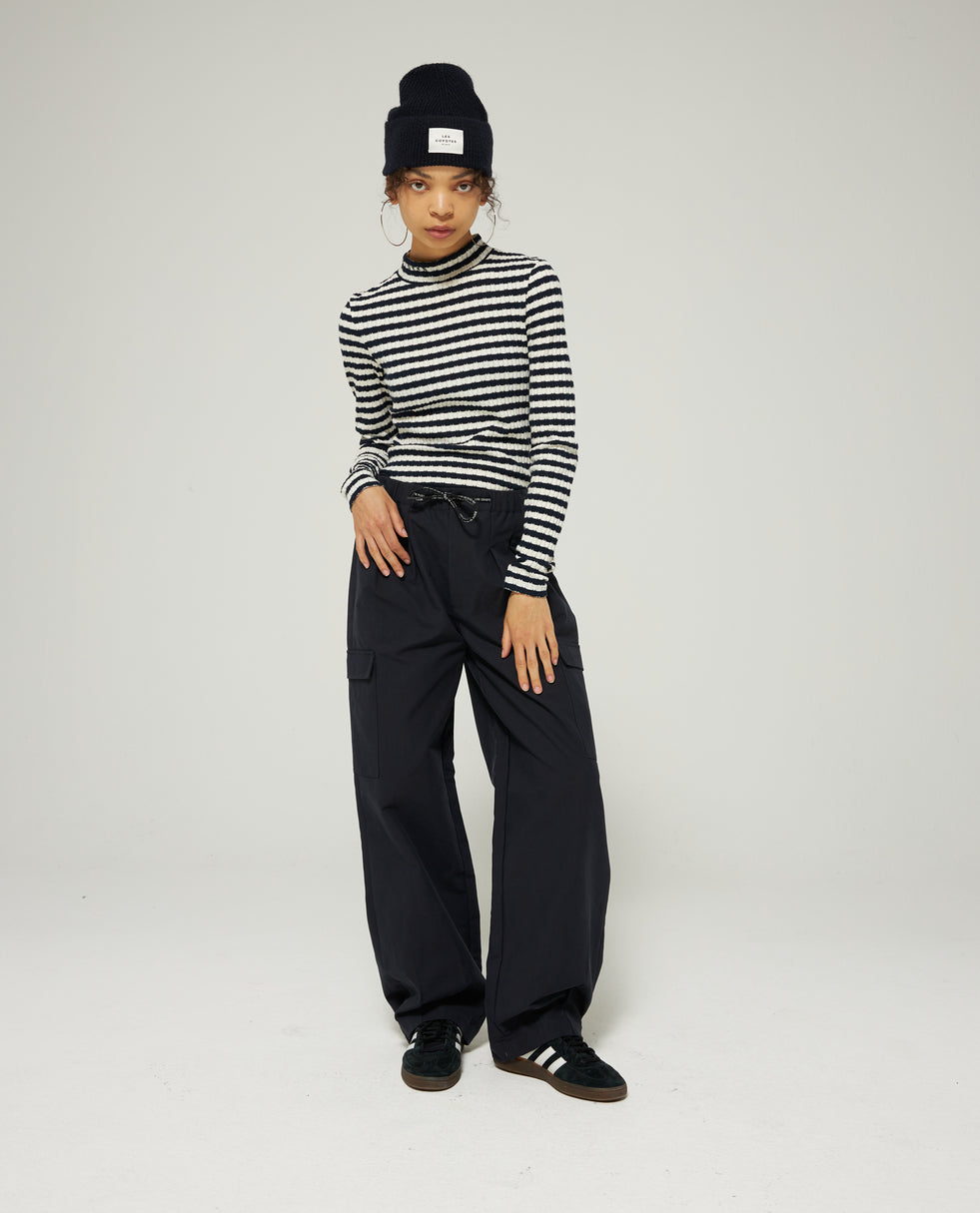 STRIPED MOCK NECK LONGSLEEVE