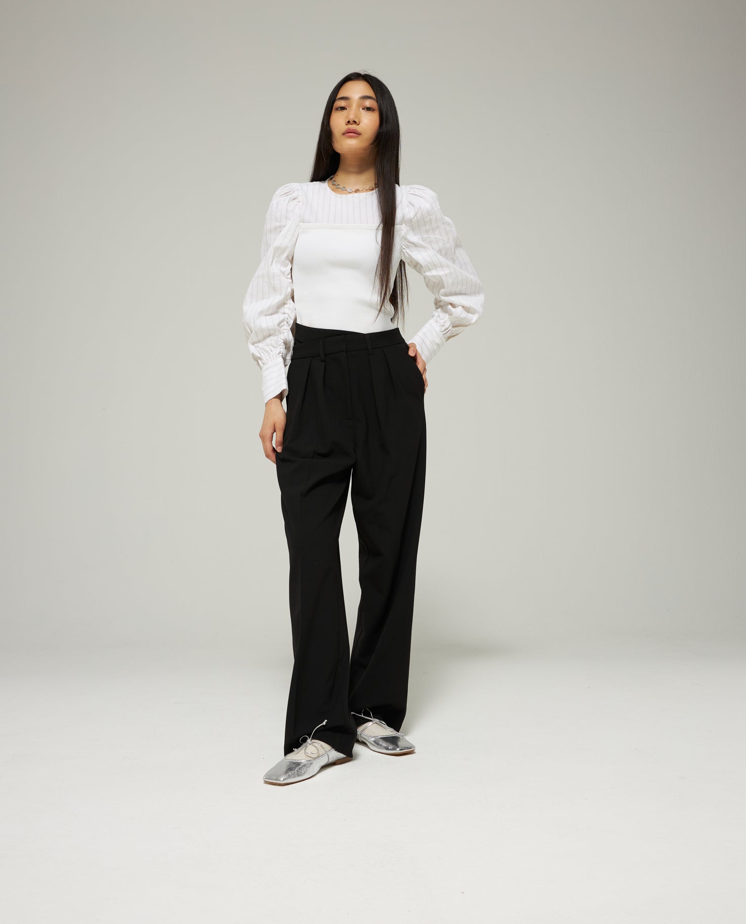 MIXED FABRIC TOP