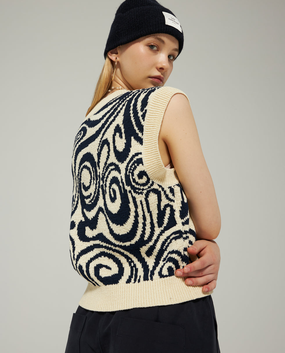 SWIRL INTARSIA SPENCER