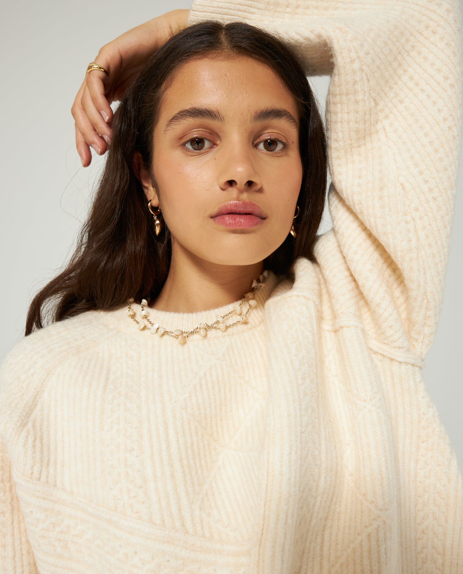 ASYMMETRIC CABLE KNIT PULLOVER