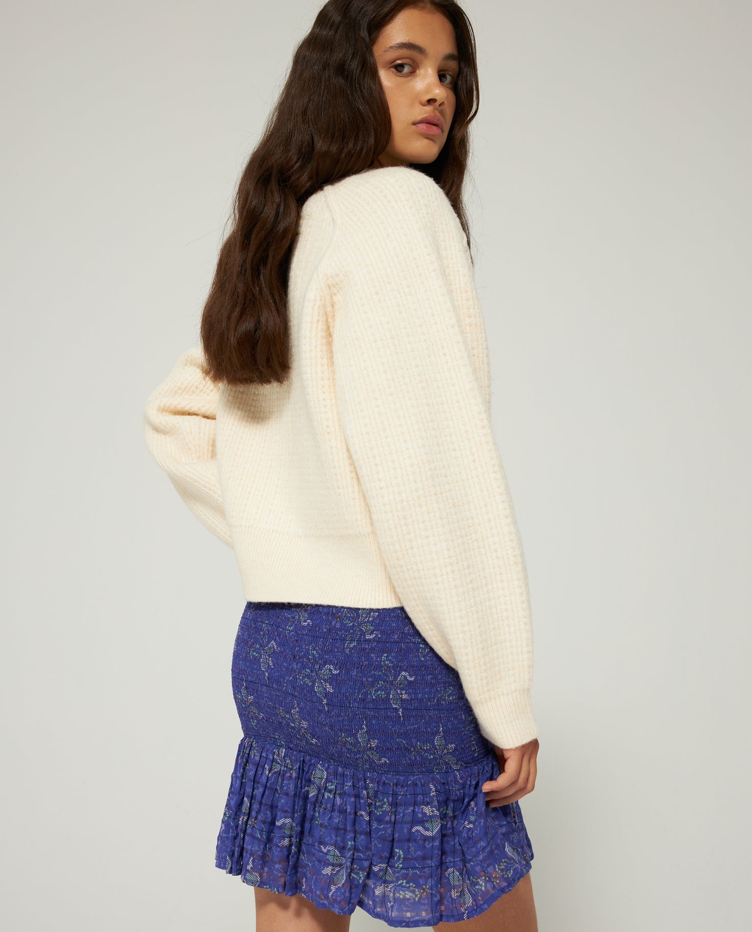 SMOCKED MINI SKIRT