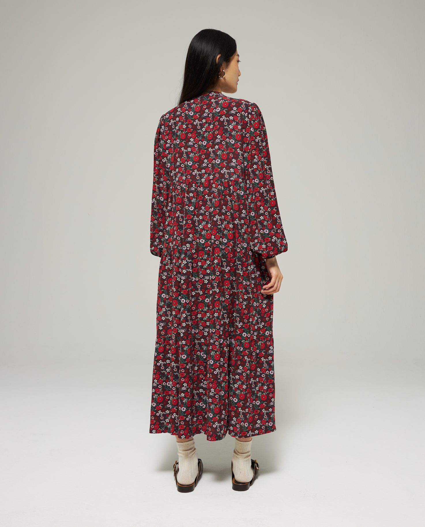 PRINTED FLOWER MAXI DRESS
